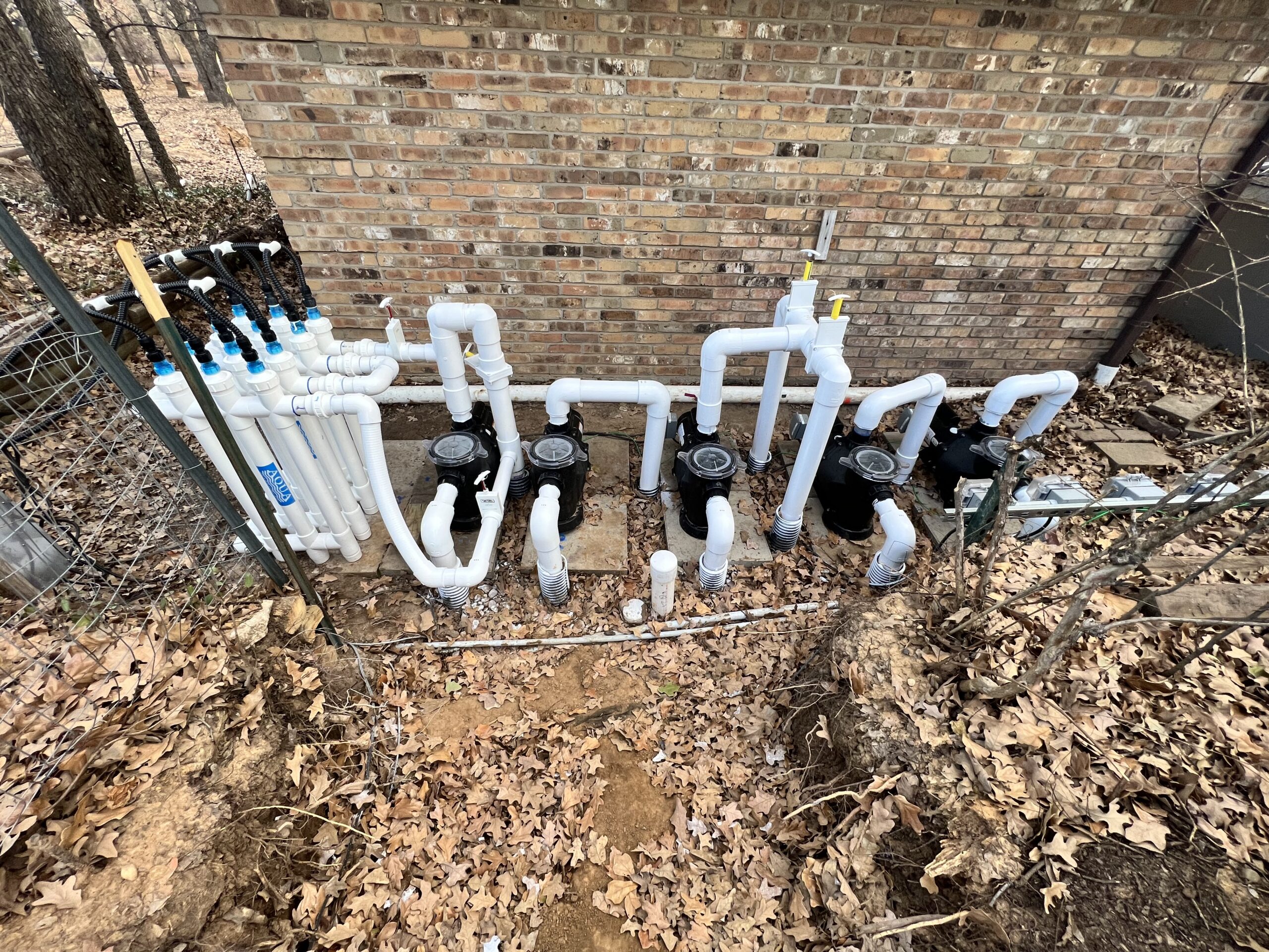 External Pumps for a Natural Swimming Pond Hill Country, Central Texas